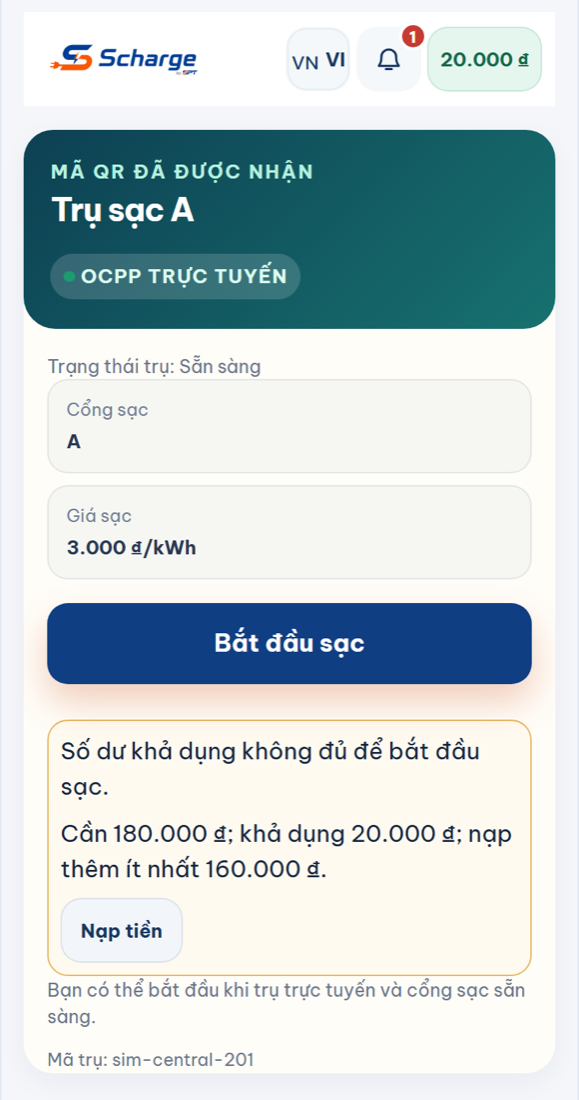 Không đủ số dư