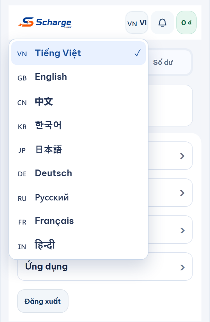 Chọn ngôn ngữ
