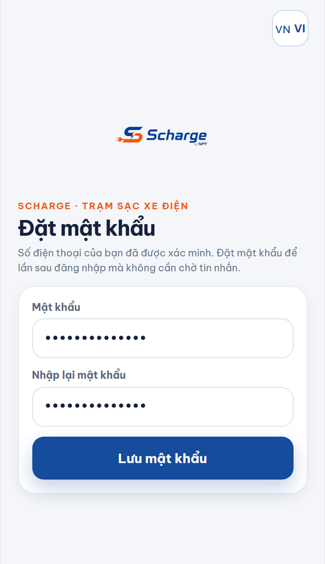 Đặt mật khẩu mới