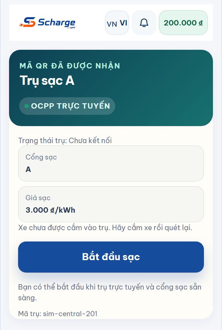 Chưa cắm súng sạc