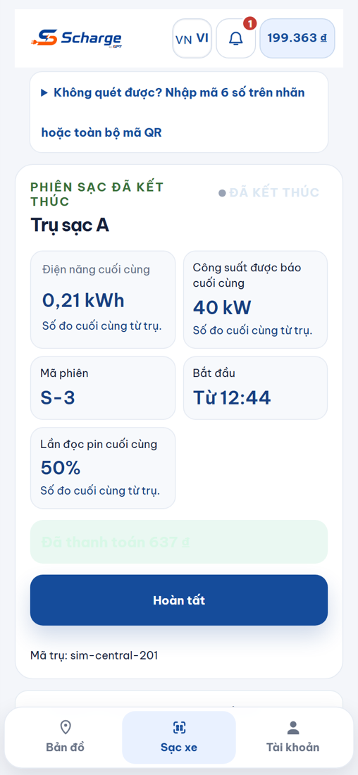 Phiên sạc đã kết thúc